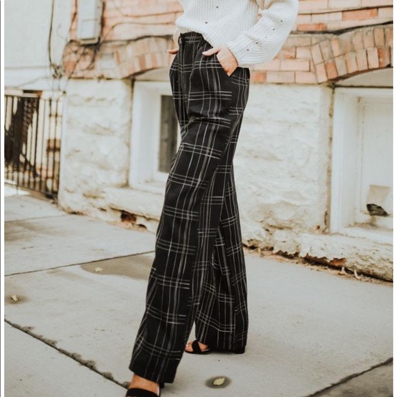 Anthropologie Pants - NWT Lush Evie Plaid Wide Leg Trousers
